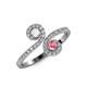 4 - Raene White Sapphire and Pink Tourmaline with Side Diamonds Bypass Ring 