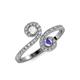 4 - Raene White Sapphire and Tanzanite with Side Diamonds Bypass Ring 