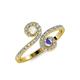 4 - Raene White Sapphire and Tanzanite with Side Diamonds Bypass Ring 