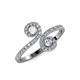 4 - Raene White Sapphire and Diamond with Side Diamonds Bypass Ring 