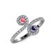4 - Raene Pink Tourmaline and Iolite with Side Diamonds Bypass Ring 