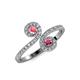 4 - Raene Pink Tourmaline and Rhodolite Garnet with Side Diamonds Bypass Ring 