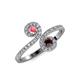 4 - Raene Pink Tourmaline and Red Garnet with Side Diamonds Bypass Ring 