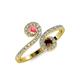 4 - Raene Pink Tourmaline and Red Garnet with Side Diamonds Bypass Ring 