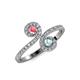 4 - Raene Pink Tourmaline and Aquamarine with Side Diamonds Bypass Ring 