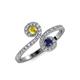 4 - Raene Yellow and Blue Sapphire with Side Diamonds Bypass Ring 