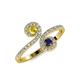 4 - Raene Yellow and Blue Sapphire with Side Diamonds Bypass Ring 