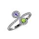 4 - Raene Tanzanite and Peridot with Side Diamonds Bypass Ring 