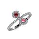 4 - Raene Ruby and Pink Tourmaline with Side Diamonds Bypass Ring 