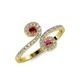 4 - Raene Ruby and Rhodolite Garnet with Side Diamonds Bypass Ring 