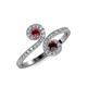4 - Raene Ruby and Red Garnet with Side Diamonds Bypass Ring 
