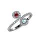 4 - Raene Ruby and Aquamarine with Side Diamonds Bypass Ring 