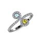 4 - Raene Aquamarine and Yellow Sapphire with Side Diamonds Bypass Ring 