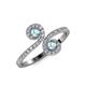 4 - Raene Aquamarine with Side Diamonds Bypass Ring 