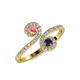 4 - Raene Pink Tourmaline and Blue Sapphire with Side Diamonds Bypass Ring 