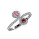 4 - Raene Pink Tourmaline and Ruby with Side Diamonds Bypass Ring 