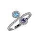 4 - Raene Blue Topaz and Iolite with Side Diamonds Bypass Ring 