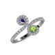 4 - Raene Iolite and Peridot with Side Diamonds Bypass Ring 