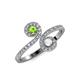 4 - Raene Peridot and White Sapphire with Side Diamonds Bypass Ring 
