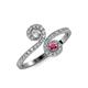 4 - Raene Diamond and Rhodolite Garnet with Side Diamonds Bypass Ring 