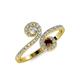 4 - Raene Diamond and Red Garnet with Side Diamonds Bypass Ring 