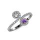 4 - Raene Diamond and Amethyst with Side Diamonds Bypass Ring 