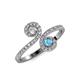 4 - Raene Diamond and Blue Topaz with Side Diamonds Bypass Ring 