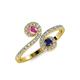 4 - Raene Pink and Blue Sapphire with Side Diamonds Bypass Ring 