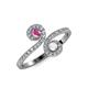 4 - Raene Pink and White Sapphire with Side Diamonds Bypass Ring 