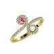 4 - Raene Pink and White Sapphire with Side Diamonds Bypass Ring 