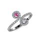 4 - Raene Pink Sapphire and Diamond with Side Diamonds Bypass Ring 