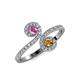 4 - Raene Pink Sapphire and Citrine with Side Diamonds Bypass Ring 