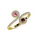 4 - Raene Pink Sapphire and Red Garnet with Side Diamonds Bypass Ring 