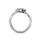 5 - Raene Pink Sapphire and Amethyst with Side Diamonds Bypass Ring 