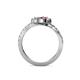 5 - Raene White Sapphire and Ruby with Side Diamonds Bypass Ring 