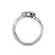 5 - Raene Pink Tourmaline and Amethyst with Side Diamonds Bypass Ring 