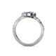 5 - Raene White Sapphire and Amethyst with Side Diamonds Bypass Ring 