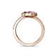 5 - Kevia Pink Sapphire and Smoky Quartz with Side Diamonds Bypass Ring 