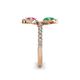 6 - Kevia Pink Sapphire and Emerald with Side Diamonds Bypass Ring 