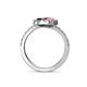 5 - Kevia Pink Sapphire and Black Diamond with Side Diamonds Bypass Ring 