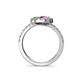 5 - Kevia Pink Sapphire and Peridot with Side Diamonds Bypass Ring 