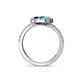 5 - Kevia London Blue Topaz and Black Diamond with Side Diamonds Bypass Ring 