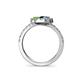 5 - Kevia Blue Diamond and Peridot with Side Diamonds Bypass Ring 