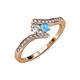 4 - Eleni Round Diamond and Blue Topaz with Side Diamonds Bypass Ring 
