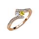 4 - Eleni Round Diamond and Yellow Sapphire with Side Diamonds Bypass Ring 