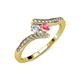 4 - Eleni Round Diamond and Pink Tourmaline with Side Diamonds Bypass Ring 