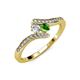 4 - Eleni Round Diamond and Green Garnet with Side Diamonds Bypass Ring 