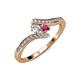 4 - Eleni Round Diamond and Rhodolite Garnet with Side Diamonds Bypass Ring 