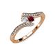 4 - Eleni Round Diamond and Ruby with Side Diamonds Bypass Ring 