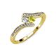 4 - Eleni Round Yellow and White Diamond with Side Diamonds Bypass Ring 